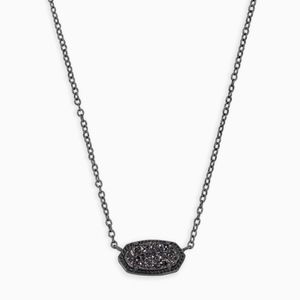 Kendra Scott Elisa Pendant Necklace In Black Drusy